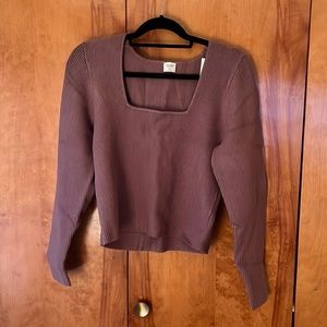NWT Abercrombie Long Sleeve Ottoman Squareneck Top (Cropped Ribbed Sweater)